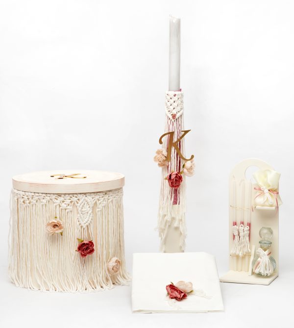 9722_fin Βαπτιστικό Σετ Για Κορίτσι Με Θέμα Boho Macrame Μονόγραμμα ΒB-4017008