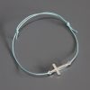 NU1619 Cyan-Silver Μαρτυρικό Βάπτισης Βραχιόλι Με Σταυρό NU-1619