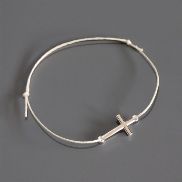 NU1619 White-Silver Μαρτυρικό Βάπτισης Βραχιόλι Με Σταυρό NU-1619