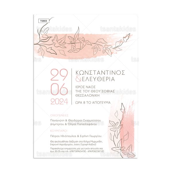 xartino_prosklitirio_paper_invitation_vaptisis_baptism_TS803_Νο106Κ_01 Προσκλητήριο Γάμου Minimal Branch TS803