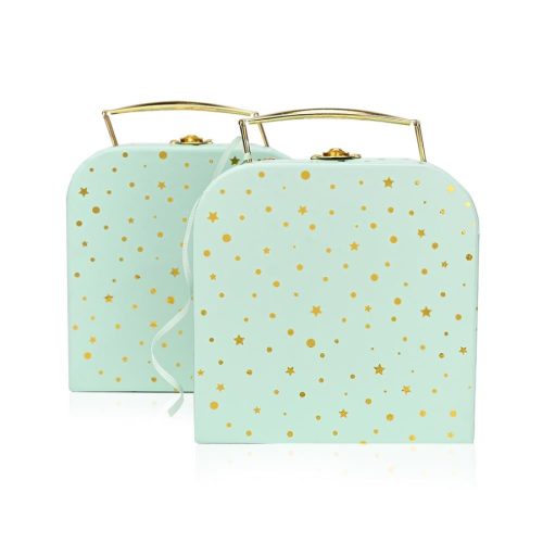 2321-1100x1100 Μπομπονιέρα Βαλιτσάκι Lunch Box Βεραμάν Χρυσό Με Αστεράκια - Πουά