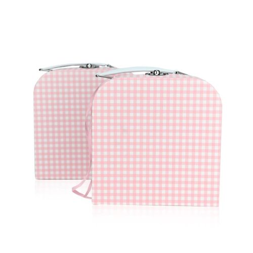 2342-1100x1100 Μπομπονιέρα Βαλιτσάκι Lunch Box Ροζ Καρό