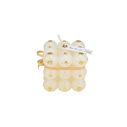 2798-1100x1100 Μπομπονιέρα Κερί Bubble Λευκό Με Φύλλα Χρυσού