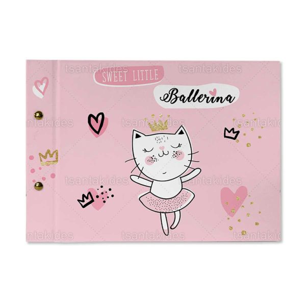 Βιβλίο Ευχών Βάπτισης Για Κορίτσι Με Θέμα Ballarina Cat TS193
