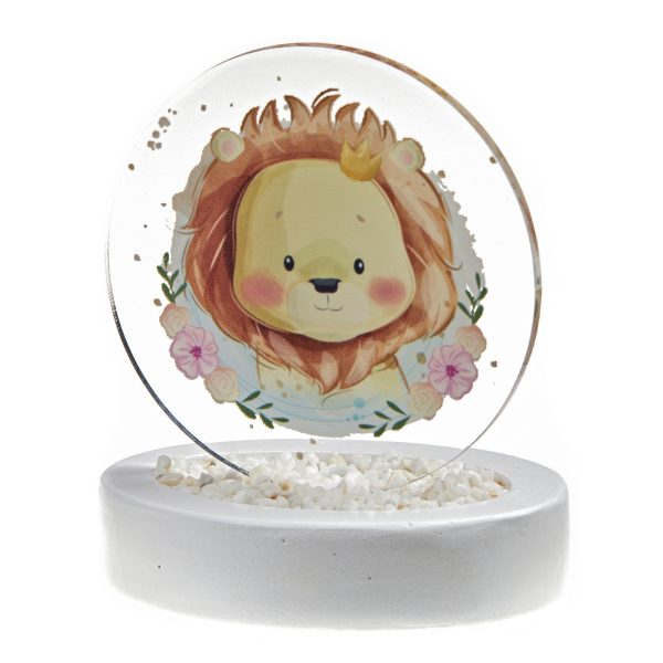 25.00071.523 Μπομπονιέρα Κεραμικό Βραχάκι Με Plexiglass Λιοντάρι Κ523