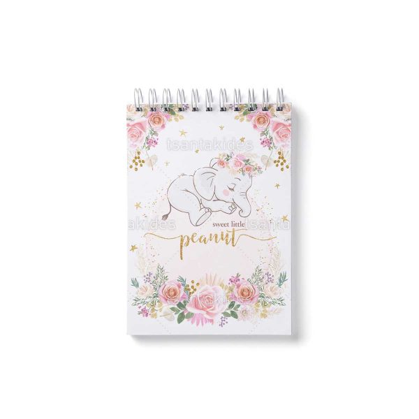 xartino_mplokakia_paper_notebook_vaptisis_baptism_tsantakides_8x11_TS439_koritsi_girl_baby_elephant_elefantas_new Μπομπονιέρα Βάπτισης Μπλοκάκι Zωγραφικής Eκτυπωμένο