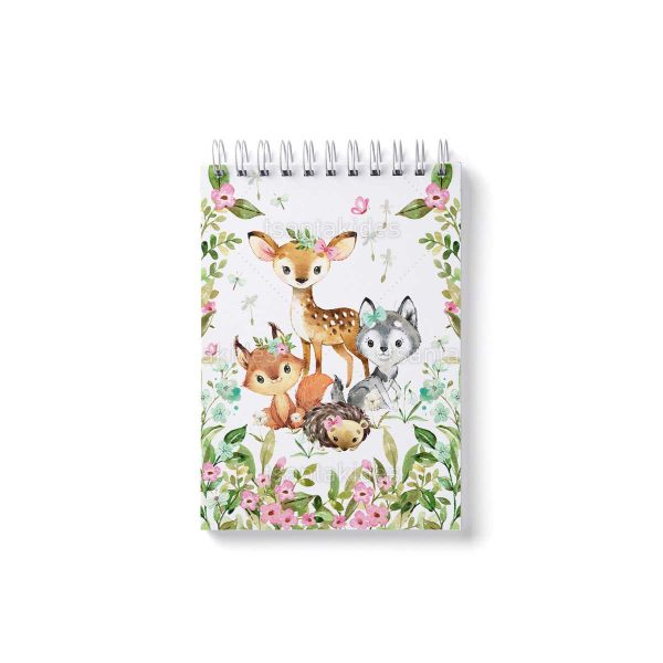 xartino_mplokakia_paper_notebook_vaptisis_baptism_tsantakides_8x11_TS575_koritsi_girl_woodland_animals_zwa_tou_dasous_new Μπομπονιέρα Βάπτισης Μπλοκάκι Zωγραφικής Eκτυπωμένο