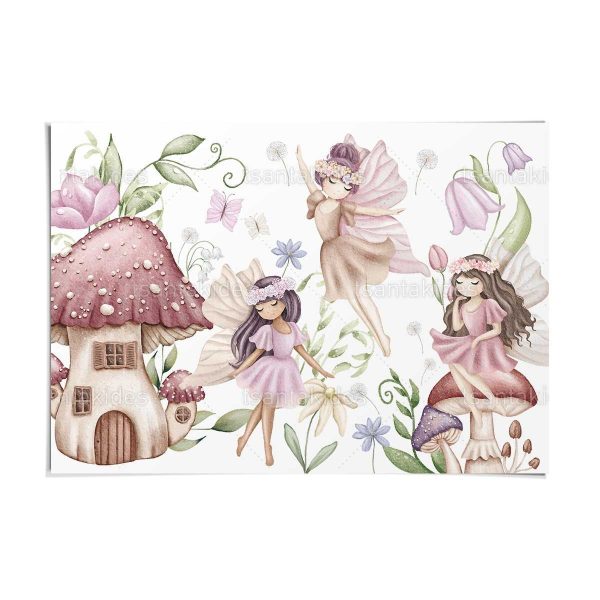 xartino_soupla_paper_placemat_tea_towel_vaptisis_baptism_tsantakides_TS771_01_fairies_in_fairyland_neraides_stin_neraidoupoli Σουπλά Βάπτισης