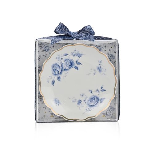 Μπομπονιέρα Βάπτισης Πιατάκι Πορσελάνη Blue Flowers ST01025