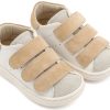 BS3096-WHITE-BEIGE1-BABYWALKER Βαπτιστικά Παπούτσια Για Αγόρι Περπατήματος Sneakers BS3096
