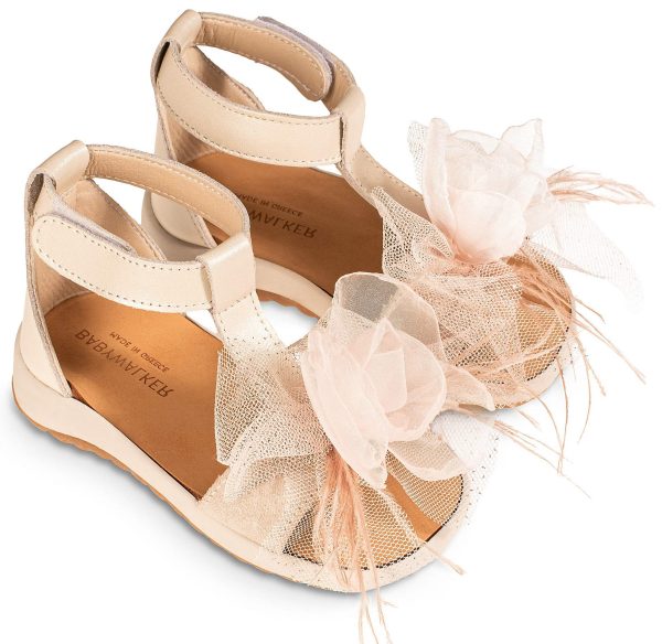 BS3588-IVORY-NUDE1-BABYWALKER Βαπτιστικά Παπούτσια Για Κορίτσι Περπατήματος Πέδιλο BS3588