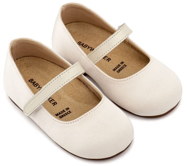 BS3603-IVORY1-BABYWALKER Βαπτιστικά Παπούτσια Για Κορίτσι Περπατήματος Γοβάκι BS3603