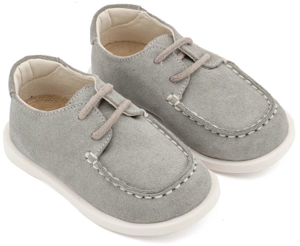 BW4315-GREY1-BABYWALKER Βαπτιστικά Παπούτσια Για Αγόρι Περπατήματος Μοκασίνια BW4315