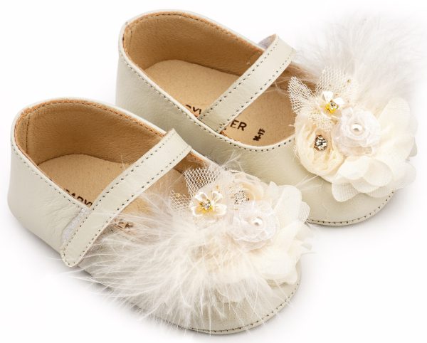 MI1663-IVORY1-BABYWALKER Βαπτιστικά Παπούτσια Για Κορίτσια Γοβάκι Mi 1663