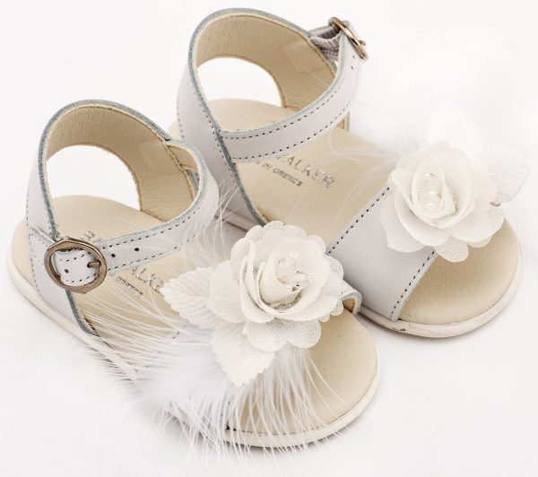 PRI2662-WHITE1-BABYWALKER Βαπτιστικά Παπούτσια Για Κορίτσια Πρώτα Βήματα Πέδιλο Pri 2662