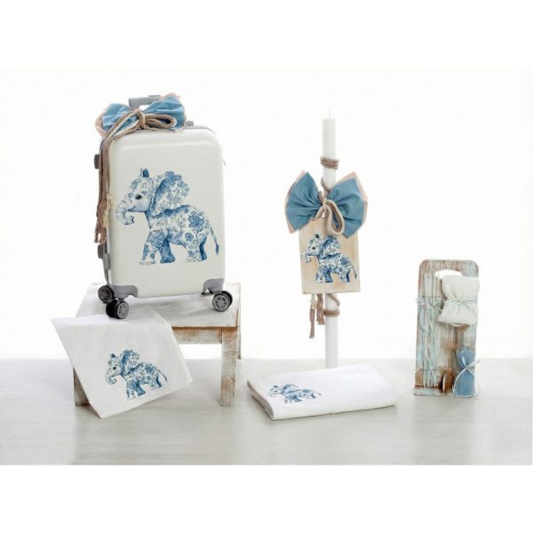 Βαπτιστικό Σετ Για Αγόρι Με Θέμα Το "Elephant blue Floral"