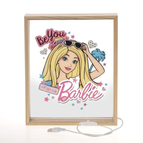 Πασχαλινό Σετ Δώρου Barbie για κορίτσι Λαμπάδα & Ξύλινο Φωτιστικό Κάδρο LED ΠΛΦ-2660