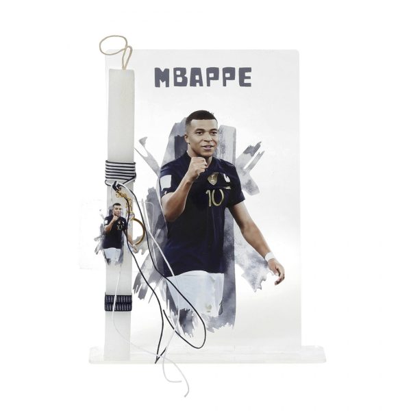 Πασχαλινή λαμπάδα με θέμα Mpappe για αγόρι σε εκτυπωμένο πλεξιγκλάς ΠΛ-851