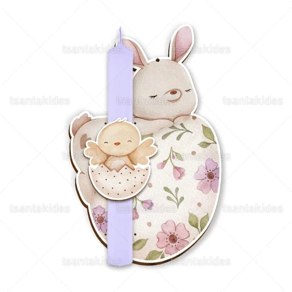 plati_lampadas_ksilini_tsantakides_doro_gia_pasxa_aygo-lagoydaki-ΒΟ-44043 Πασχαλινή λαμπάδα με θέμα το Αυγό Λαγουδάκι για το Πάσχα, μια ιδιαίτερη επιλογή για Κορίτσια που ξεχωρίζει για τον όμορφο σχεδιασμό και τις προσεγμένες λεπτομέρειες. Η διακόσμηση σε αποχρώσεις του δημιουργεί ένα τρυφερό και κομψό πασχαλινό δώρο ιδανικό για το πρώτο τους Πάσχα.